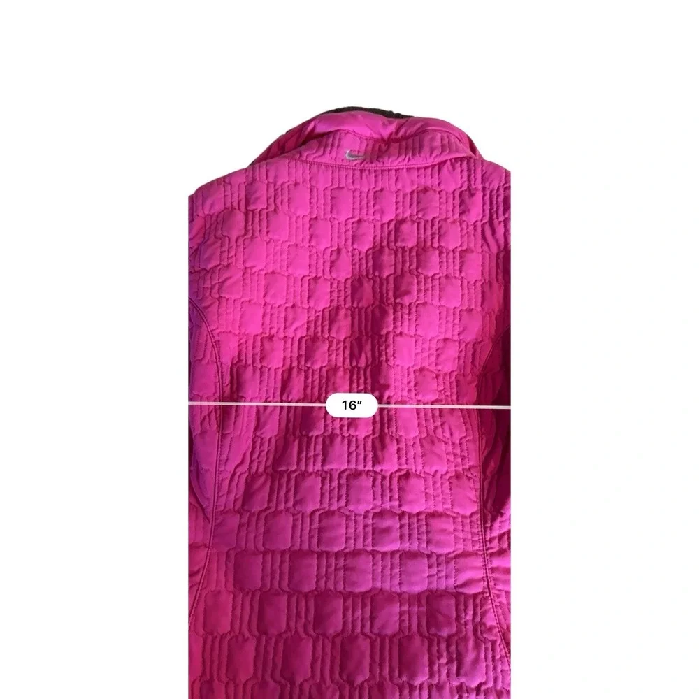 Nike Vest Women's Small (4-6) Pink Sleeveless High Collar‎ Faux Fur Zip Button